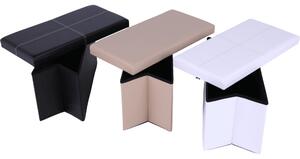 Menší skládací obdélníkový taburet v bílé ekokůži TK332