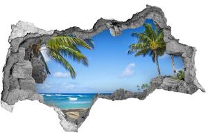 Díra 3D ve zdi nálepka Tropická pláž nd-b-53431750