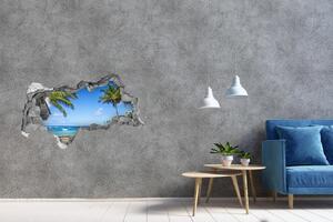 Díra 3D ve zdi nálepka Tropická pláž nd-b-53431750