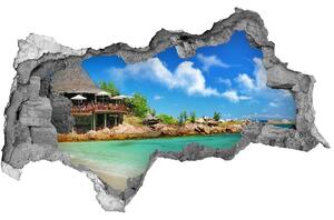 Díra 3D ve zdi na stěnu Seychely pláž nd-b-53907878