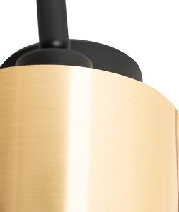 Moderní stropní svítidlo černé se zlatým 3-světlem - Lofty