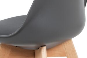 Jídelní židle, plast šedý / koženka šedá / masiv buk CT-752 GREY