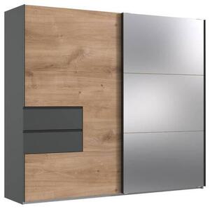 ŠATNÍ SKŘÍŇ SE ZRCADLEM, barvy dubu, barvy grafitu, 250/216/65 cm MID.YOU, Online Only