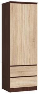 Šatní skříň se šuplíky 60 cm WREN - wenge / dub sonoma