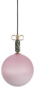 Il Fanale N16M3O Bon Ton Marble, růžové závěsné svítidlo se zeleným mramorem a mosazí, 1x10W LED E14, prům. 24,5cm