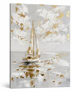 Obraz plachetnice na moři na plátně – s ručně malovanými detaily - 40x60 cm