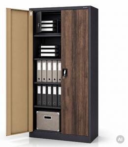 Kovová skříň s úložným prostorem antracitová/ořech, 900x1850x450 mm: TOMASZ Eco Design
