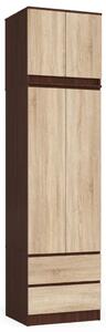 Šatní skříň s nástavcem 60 cm WREN - wenge / dub sonoma