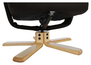 Relaxační otáčecí křeslo s taburetem v barvě cappucino s dřevěnou konstrukcí TK3032