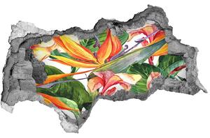 Nálepka 3D díra na zeď Tropické květiny nd-b-71850727