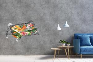 Nálepka 3D díra na zeď Tropické květiny nd-b-71850727