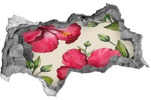 Nálepka 3D díra na zeď Růžový hibiskus nd-b-74431005