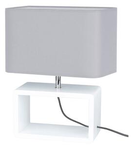 Britop 7010213310234 Cadre Quadrat, stolní lampa 1xE27 max.25W, bílý buk/šedý textil, výška 45cm