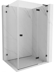 Mexen Lunar, L pravý výklopný sprchový kout 80 x 70 cm, 8mm čiré sklo, černý profil, 834L-080-070-70-00-P