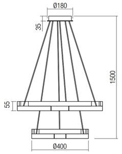 Designový LED lustr na lanku Redo 01-3177 CASTLE/ průměr 60 cm/ LED 60W