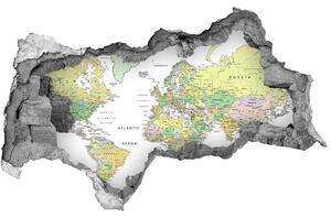 Samolepící díra na stěnu Mapa světa nd-b-82821483