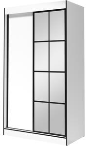 Skříň s posuvnými dveřmi se zrcadlem ASLO II 120 bílá / černá
