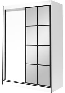 Skříň s posuvnými dveřmi se zrcadlem OSLO II 150 bílá / černá