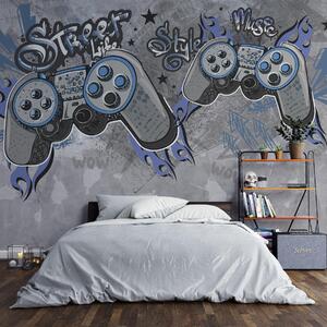 Fototapety Konzole ve stylu street artu na stěně grunge, Fototapety teen room, w04054 : uwalls.cz
