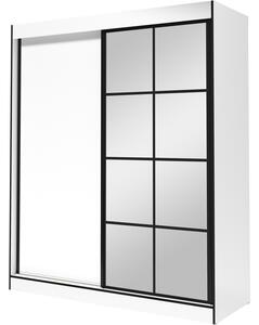 Skříň s posuvnými dveřmi se zrcadlem OSLO II 180 bílá / černá