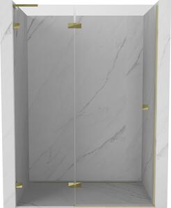 Mexen, Mexen Lunar L Otočné levé sprchové dveře 130 cm, transparentní, zlaté - 834L-130-000-50-00-L