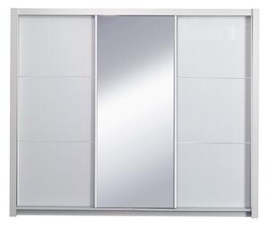 Skříň s posuvnými dveřmi, bílá / vysoký bílý lesk, 258x213, ASIENA