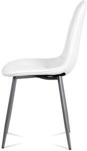Jídelní židle, bílá ekokůže, kov antracit CT-393 WT