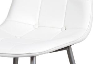 Jídelní židle, bílá ekokůže, kov antracit CT-393 WT