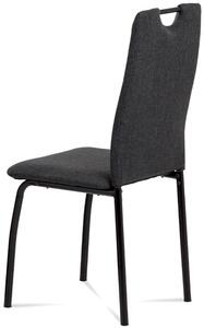 Jídelní židle, potah šedočerná látka a šedá ekokůže, kovové nohy, černý matný lak DCL-399 GREY