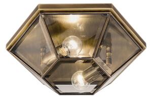 Il Fanale 491.00.80 Rilegato, vitrážové stropní svítidlo, fazetové sklo/pálená mosaz, 2x E27 max 15W, průměr 32cm