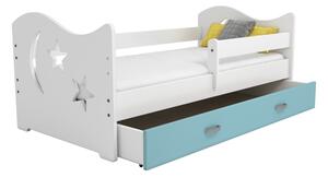 Dětská postel Miki 80x160 B1, bílá/modrá + rošt, matrace, úložný prostor