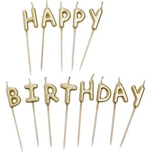 HAPPY BIRTHDAY Svíčky na dort set - zlatá