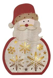 EMOS LED dekorace dřevěná – Santa, 30 cm, 2x AAA, vnitřní, teplá bílá, časovač