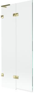 Mexen Lunar L, 2-křídlová vanová zástěna levá 80 x 150 cm, čiré sklo, zlatá lesklá, 897L-080-100-50-00-L