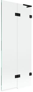 Mexen Lunar L, 2-křídlová vanová zástěna pravá 80 x 150 cm, čiré sklo, černá matná, 897L-080-100-70-00-P