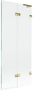 Mexen Lunar L, 2-křídlová vanová zástěna pravá 80 x 150 cm, čiré sklo, zlatá lesklá, 897L-080-100-50-00-P
