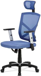 Kancelářská židle, potah modrá látka MESH a síťovina, MESH, černý plastový kříž, KA-H104 BLUE