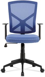 Kancelářská židle, modrá MESH+síťovina, plastový kříž, houpací mechanismus KA-H102 BLUE