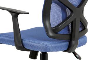 Kancelářská židle, modrá MESH+síťovina, plastový kříž, houpací mechanismus KA-H102 BLUE