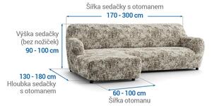 Bielastické potahy MARMO béžové sedačka s otomanem vlevo (š. 170 - 300 cm)