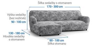 Bielastické potahy MARMO šedé sedačka s otomanem vlevo (š. 170 - 300 cm)