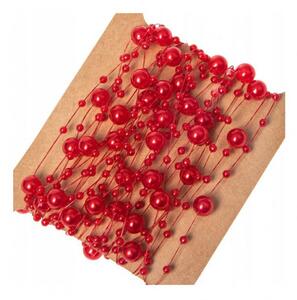 SPRINGOS Vánoční řetěz Girlanda s malými perlami 5 m červený