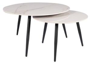 Konferenční stolek KURO bílý mramor, set 2 ks