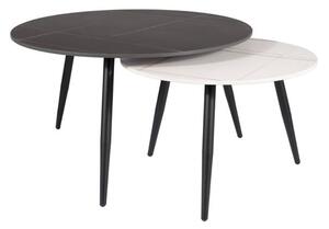 Konferenční stolek KURO černý mramor/bílý mramor, set 2 ks
