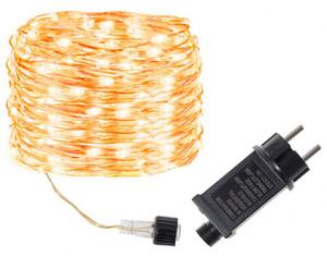 SPRINGOS LED řetěz Nano 10 m, 100 LED, IP44, 8 světelných módů, teplá bílá CL0078