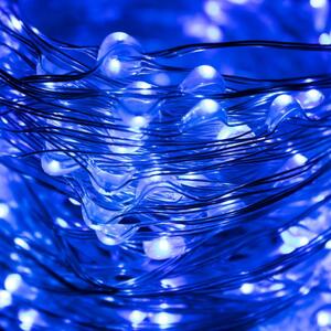 SPRINGOS LED řetěz Nano 10 m, 100 LED, IP44, 8 světelných módů, modrá