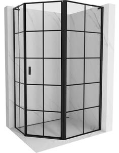 Mexen Mist L, pětiúhelníkový sprchový kout s křídlovými dveřmi, 100 x 80 cm, 8mm čiré sklo, černý profil, 8A8L-100-080-70-77-P