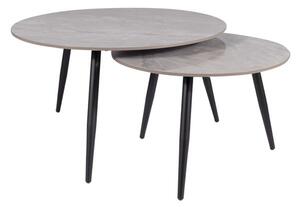 Konferenční stolek KURO šedý mramor, set 2 ks