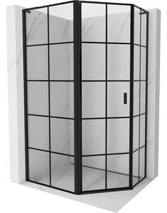 Mexen Mist L, pětiúhelníkový sprchový kout s křídlovými dveřmi, 100 x 80 cm, 8mm čiré sklo, černý profil, 8A8L-100-080-70-77-L
