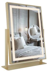 Rea Kosmetické zrcadlo 30x40 cm s regulovatelným LED osvětlením HOM-01802 zlaté